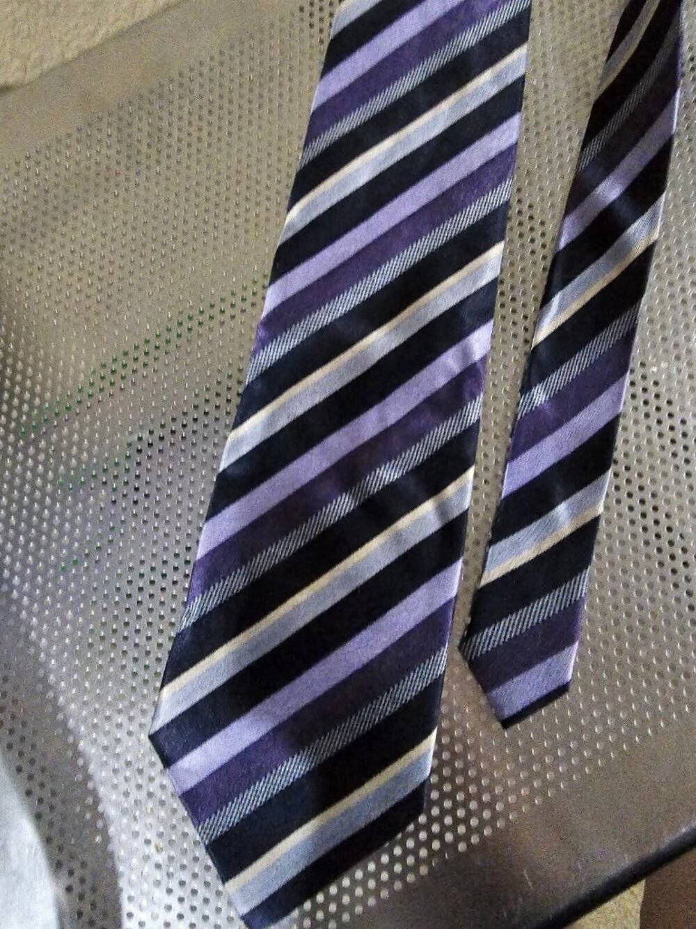 Giorgio Brutini Purple Striped 100% Silk Neck Tie Men's
